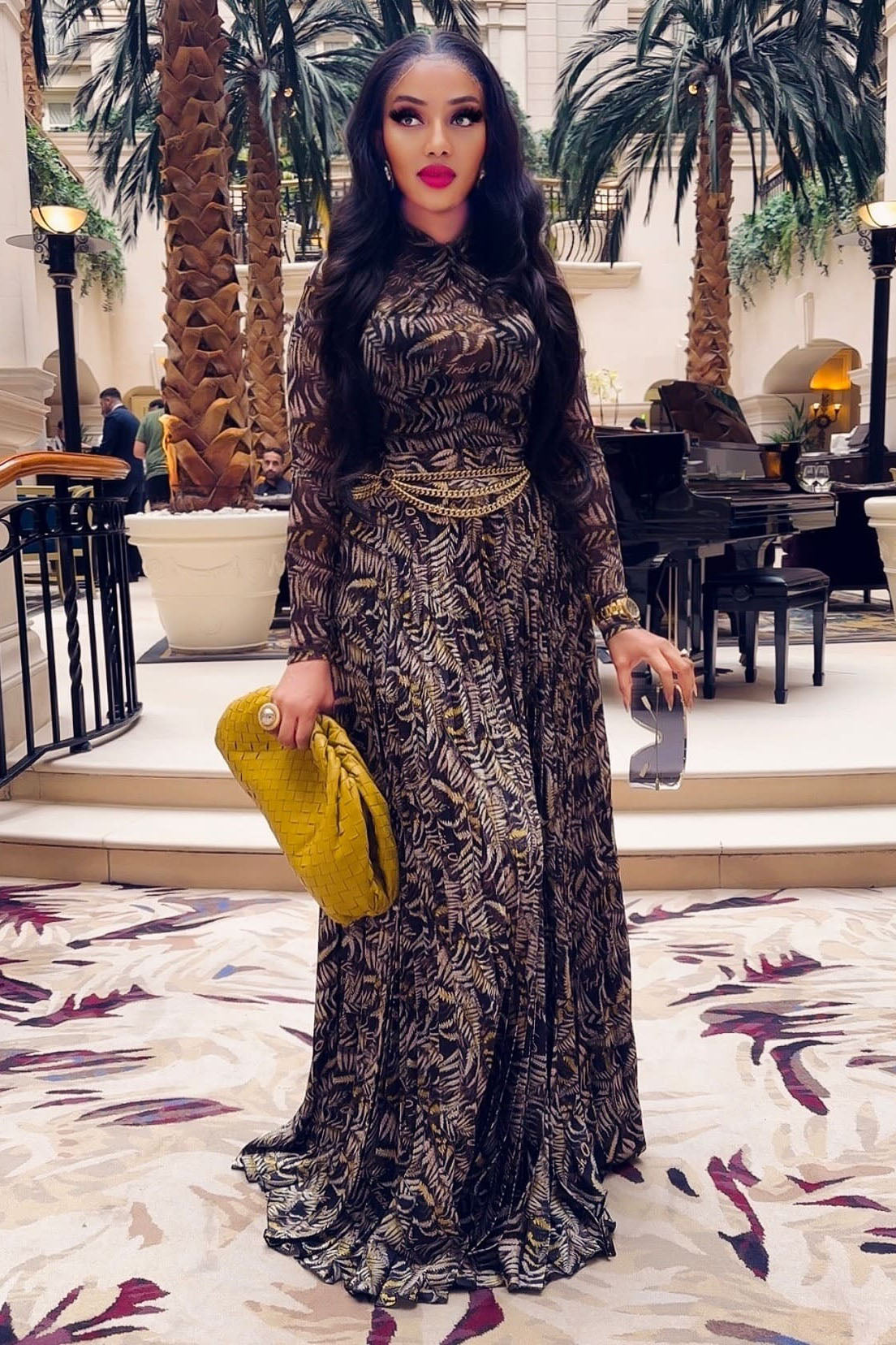 Brown Sheer Mesh Form-Fitting Maxi Dress