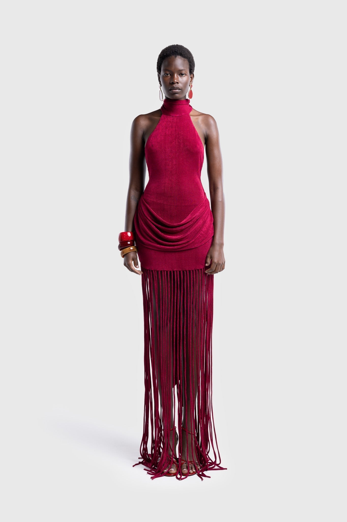 Shane - Fringe Halter Maxi Dress