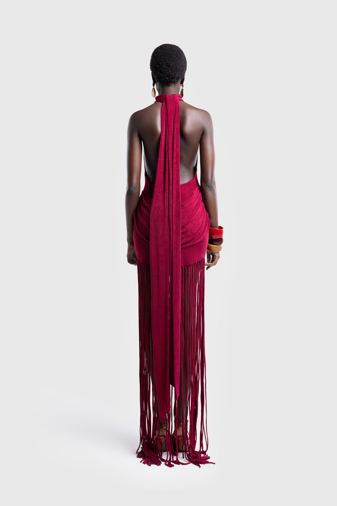 Shane - Fringe Halter Maxi Dress