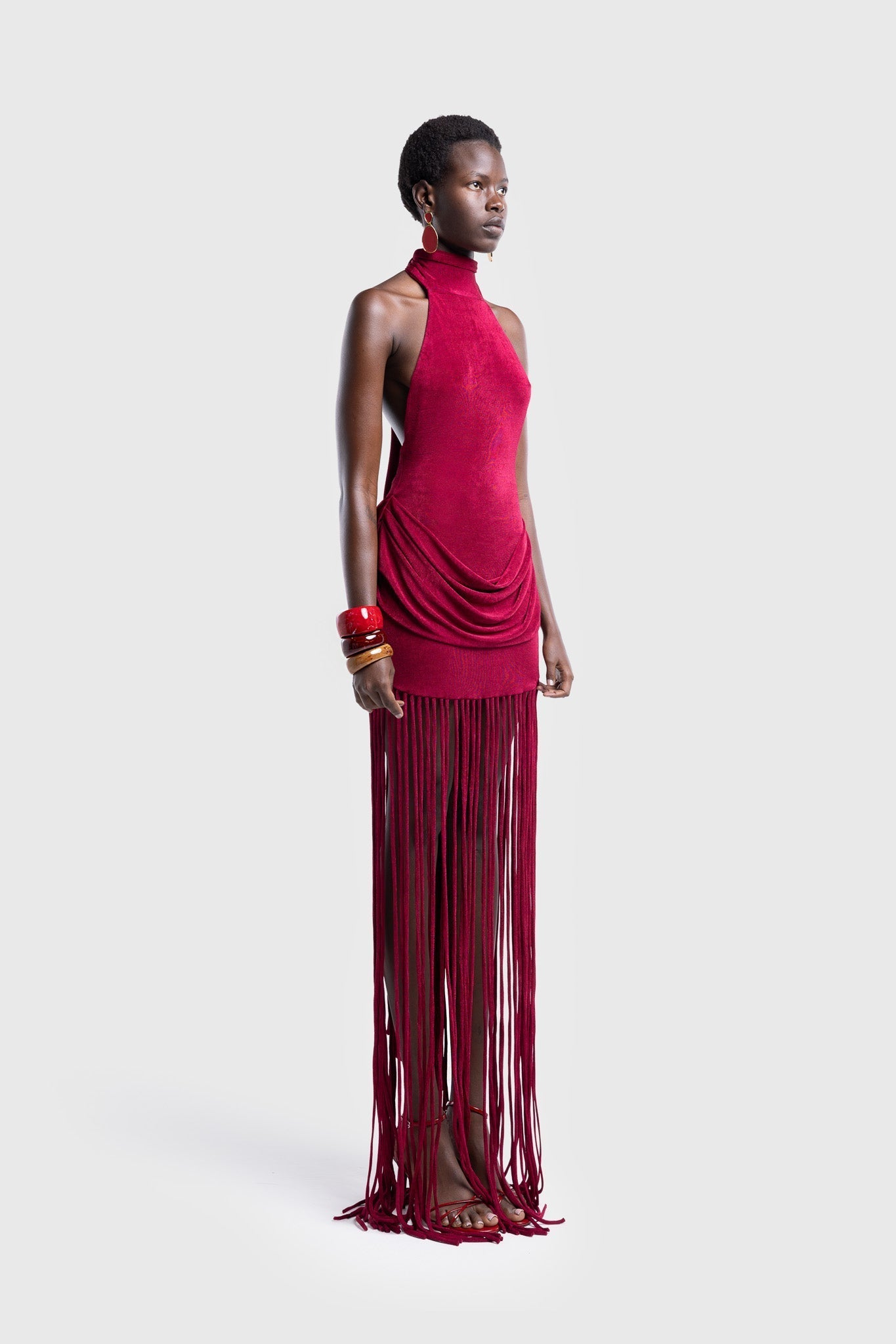 Shane - Fringe Halter Maxi Dress