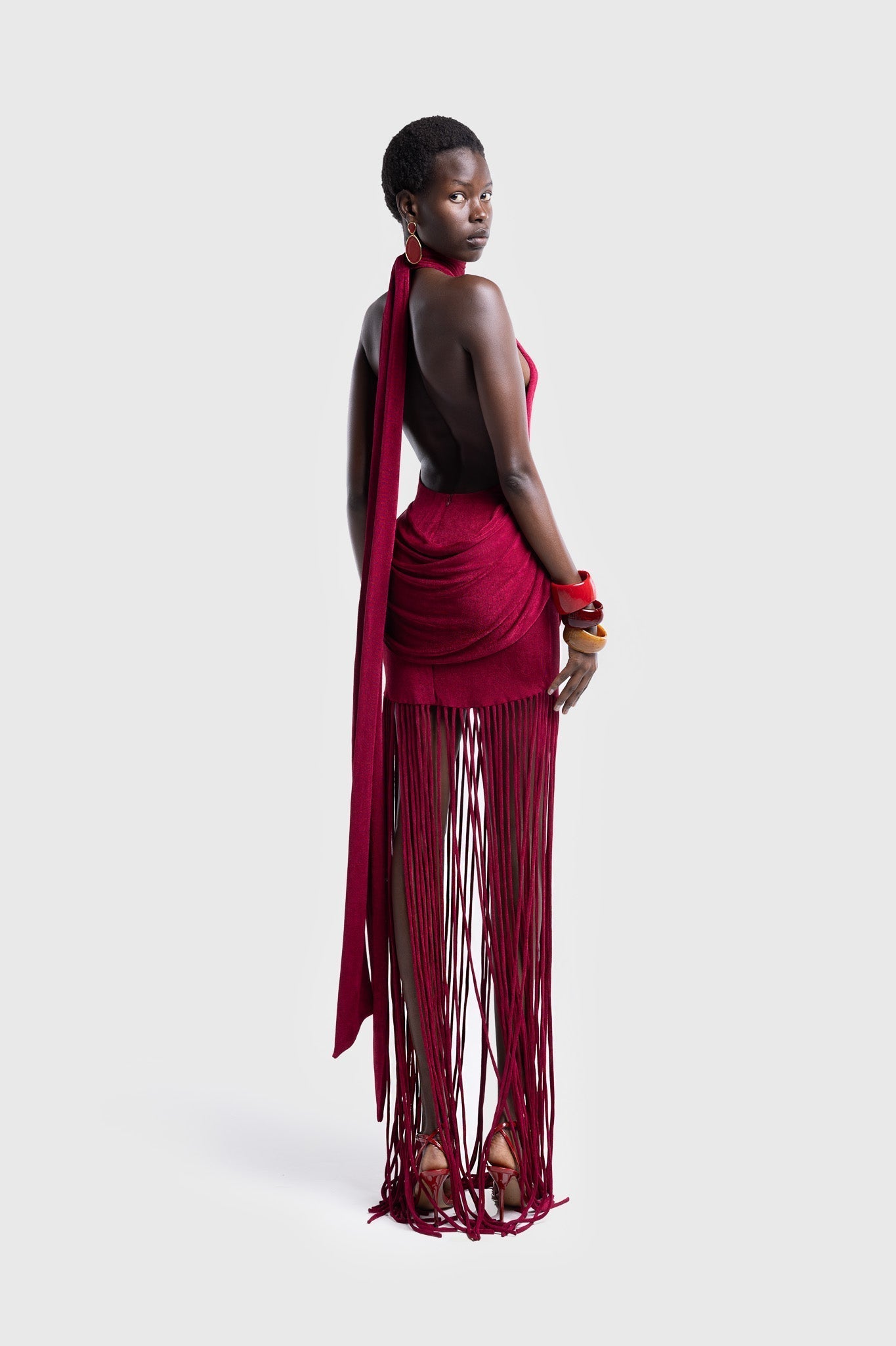 Shane - Fringe Halter Maxi Dress