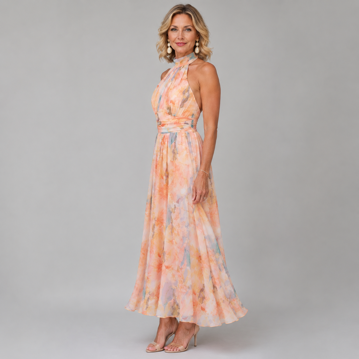 Maisie - Halter Neckline Midi Dress