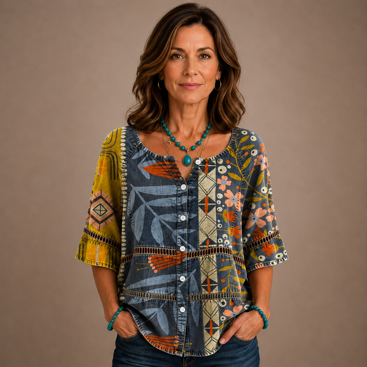 Romina - Vintage Floral Print Blouse