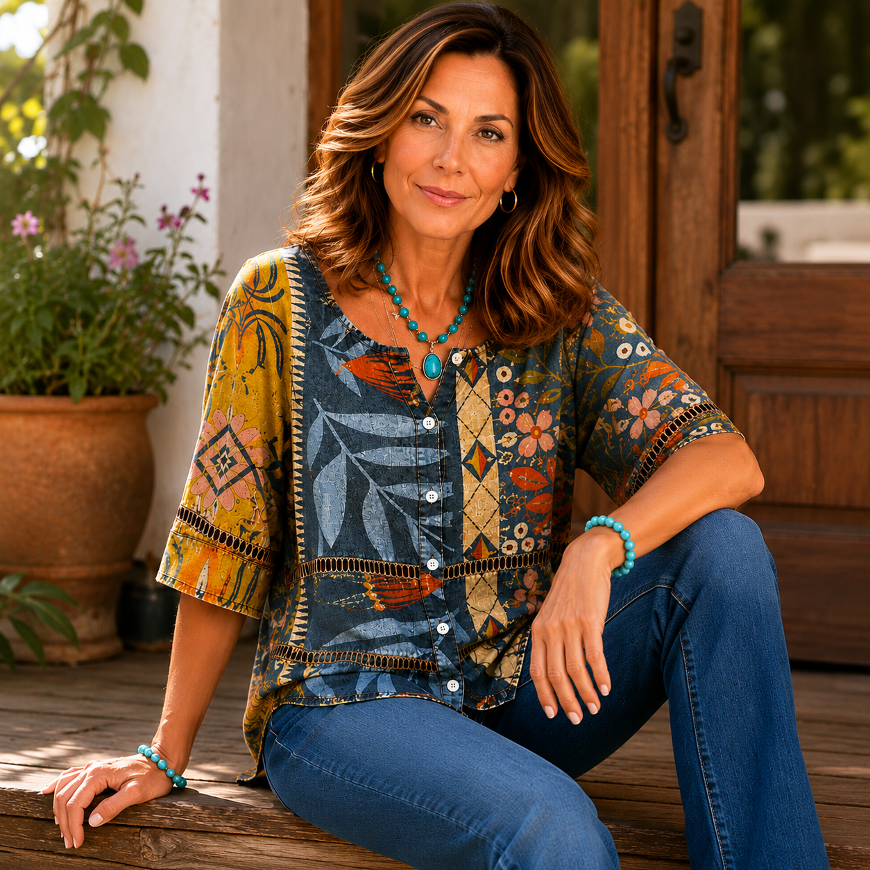 Romina - Vintage Floral Print Blouse