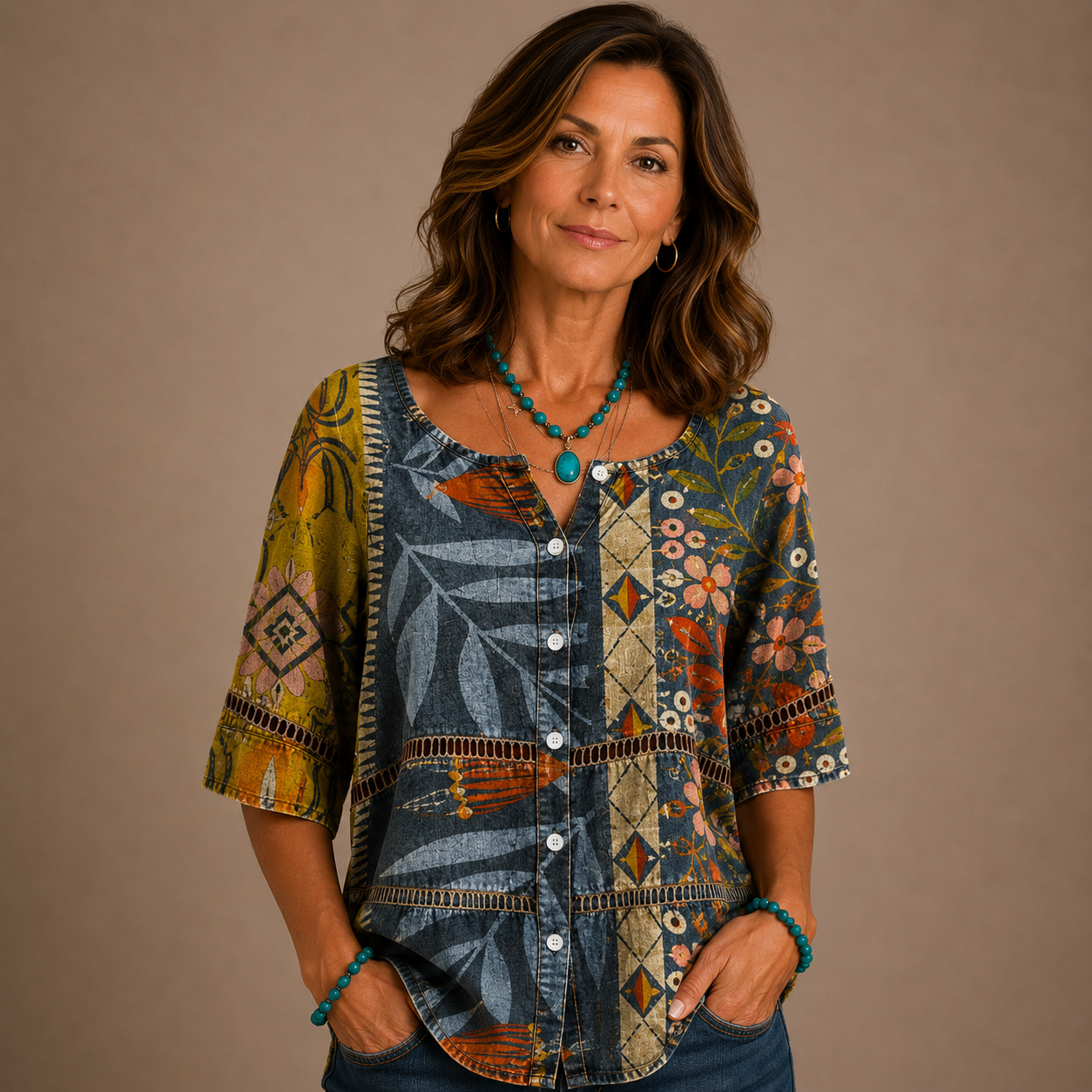 Romina - Vintage Floral Print Blouse