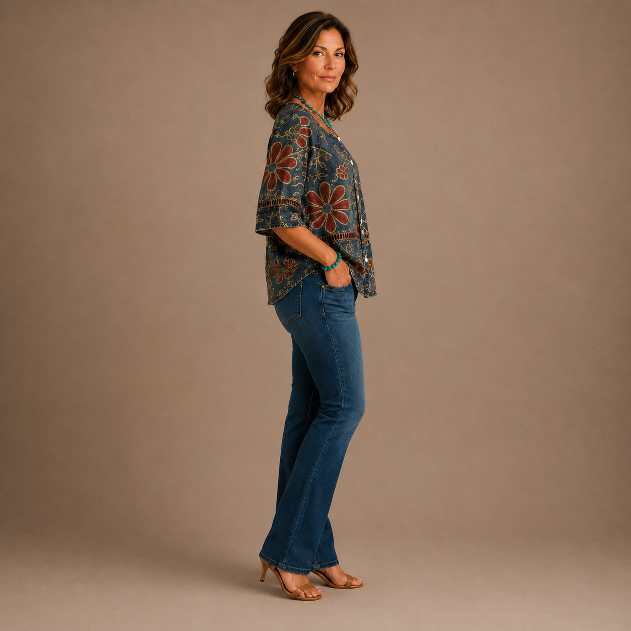 Romina - Vintage Floral Print Blouse