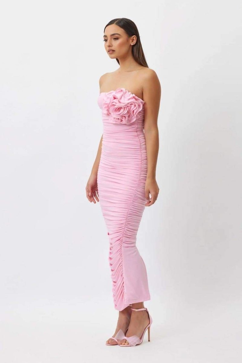 Tina Floral Strapless Midi Dress